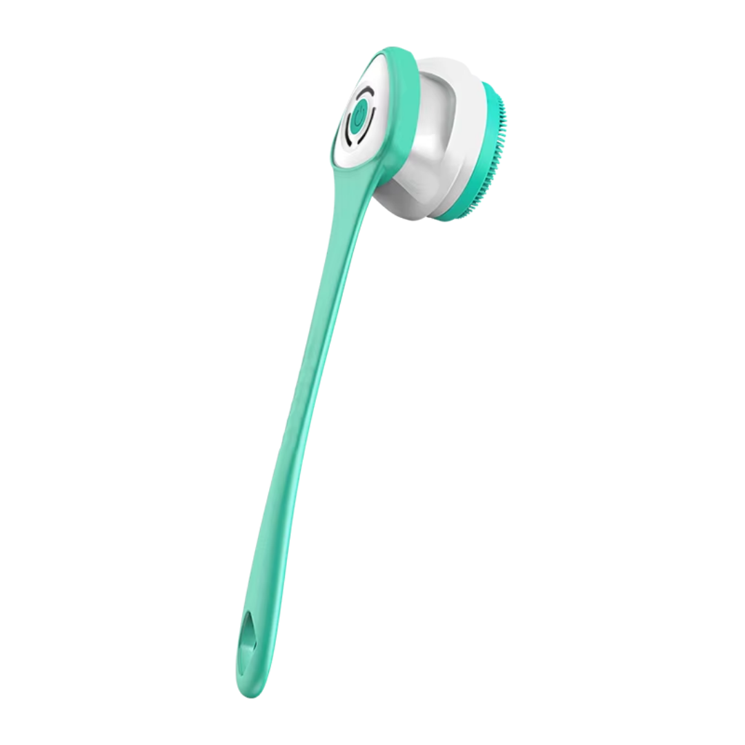 Cepillo de baño, exfoliante, eléctrico, cabezal giratorio, 5 tipos de cepillo, 3 velocidades, tipo C, largo, plástico resistente, resistente al agua