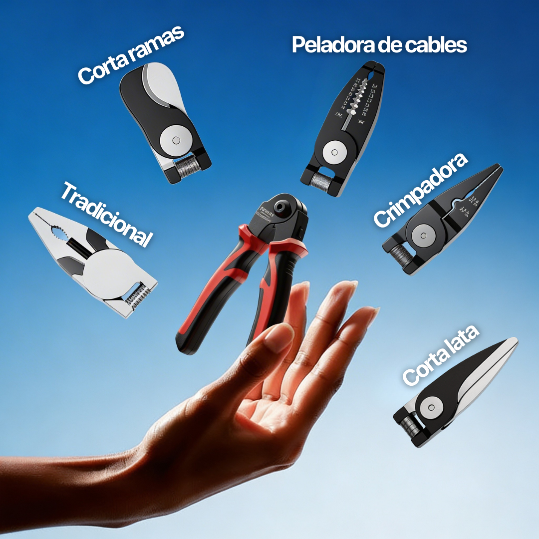 Alicate 5 en 1, peladora, crimpadora, corta ramas, cables y lata, fácil de usar, aleación metálica, fuerte y seguro
