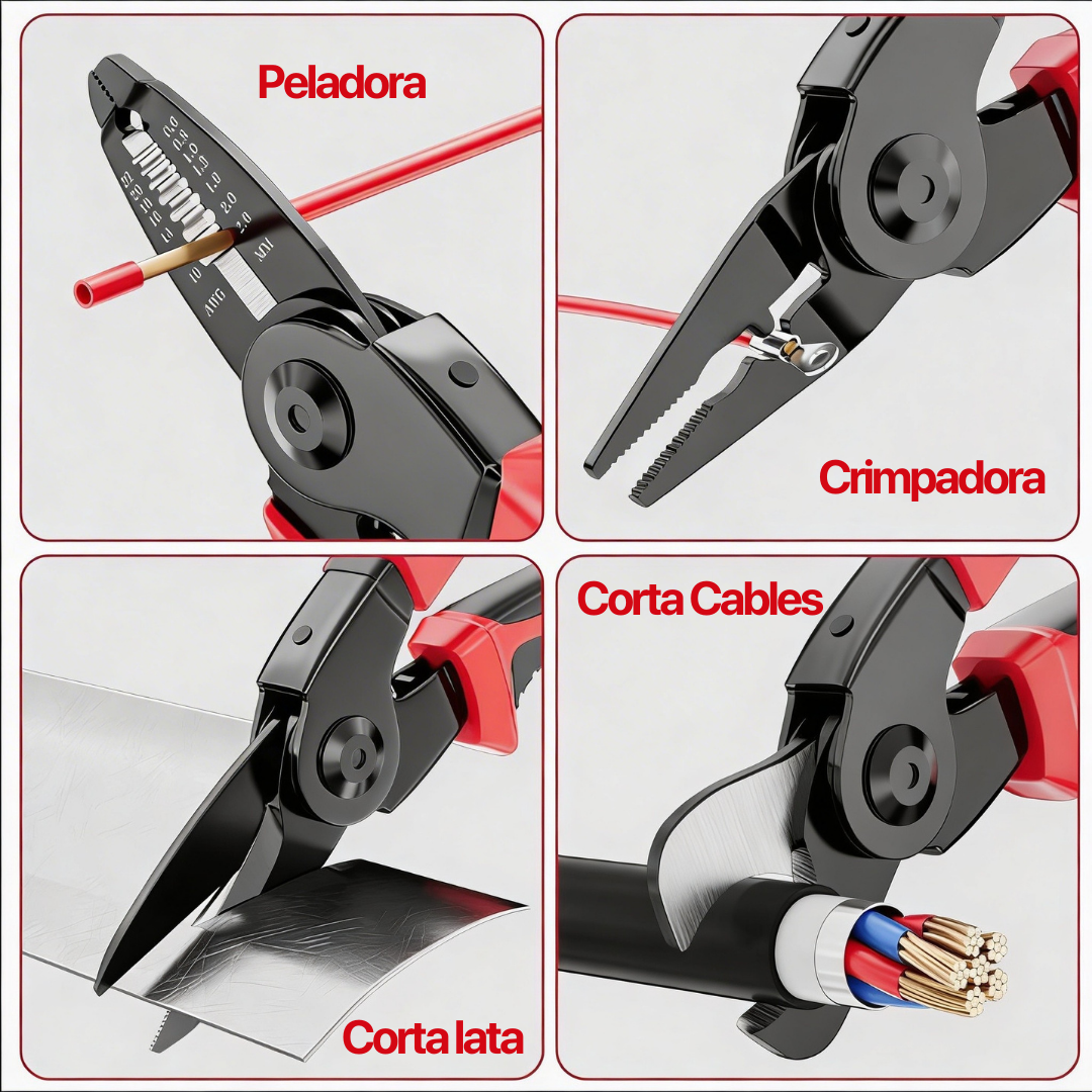 Alicate 5 en 1, peladora, crimpadora, corta ramas, cables y lata, fácil de usar, aleación metálica, fuerte y seguro