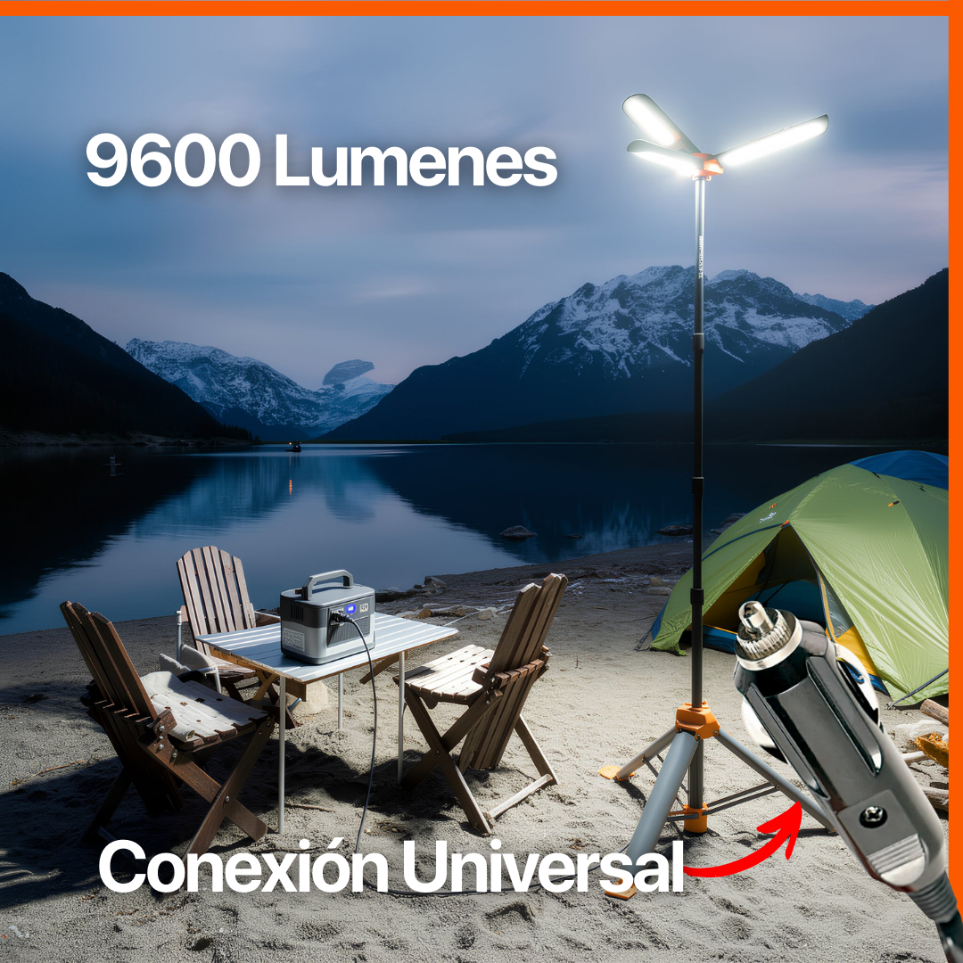 Lámpara de Camping y emergencia CONPEX, +9,000 Lúmenes, LED, conexión universal, resistente, 3 metros,