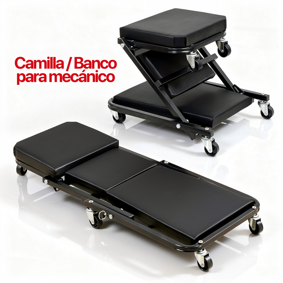 Silla de Mecánico, Plegable, Modo Camilla, Cómodo, Práctico