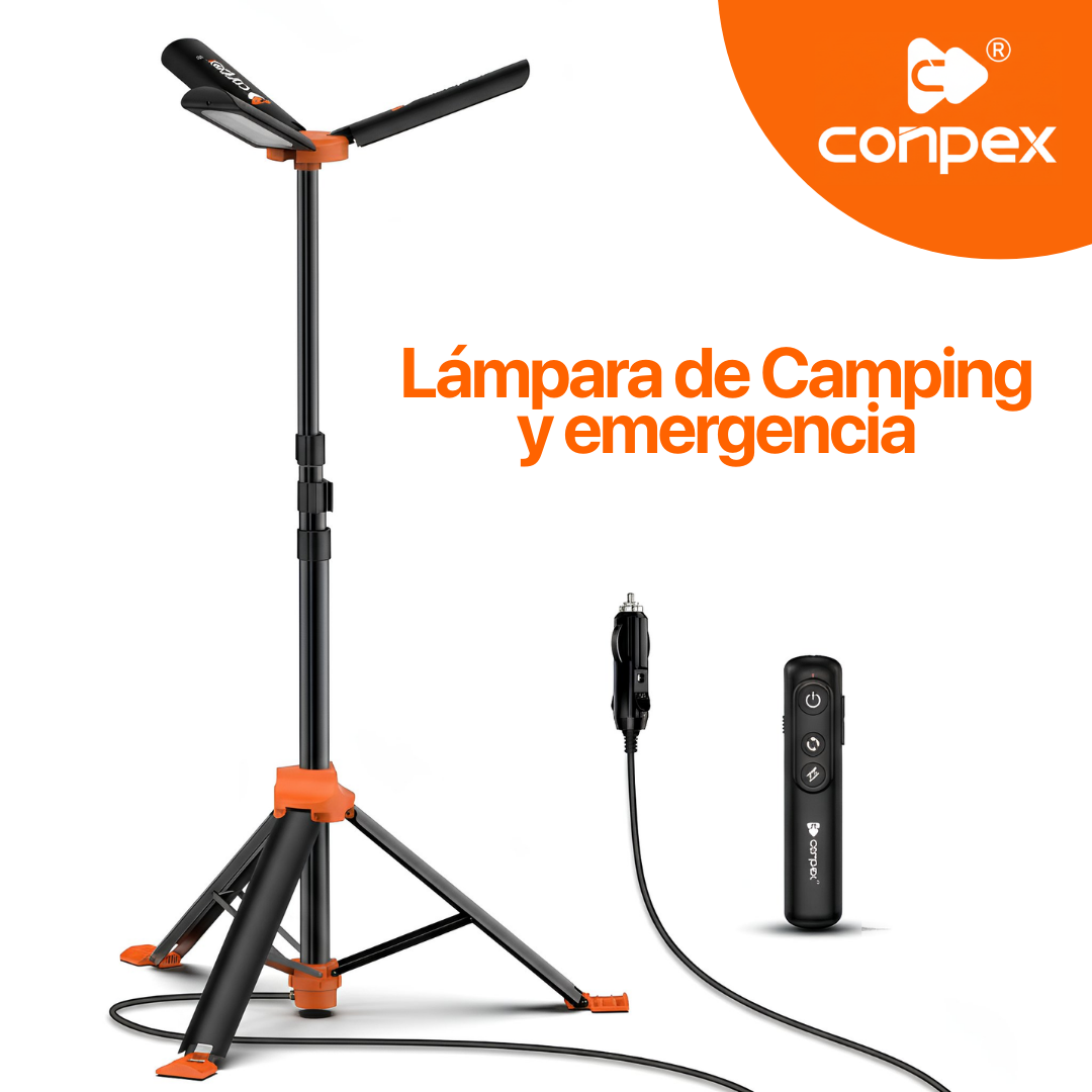 Lámpara de Camping y emergencia CONPEX, +9,000 Lúmenes, LED, conexión universal, resistente, 3 metros,