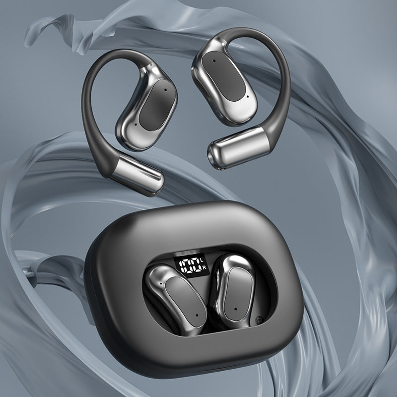 Audífono ergonómico con traductor IA, Resistente al sudor, Bluetooth, Tipo C, Negro