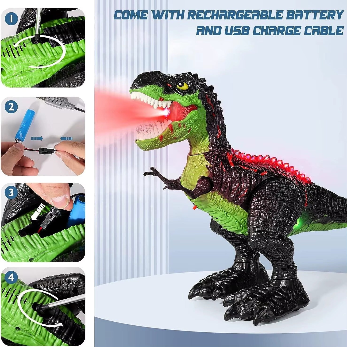 Dinosaurio a Control Remoto con Luz y Efecto de Humo