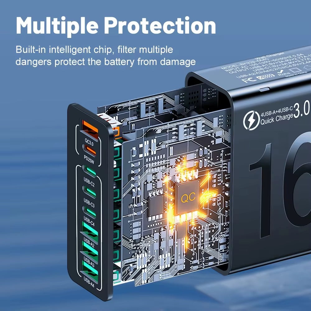 Cargador Rápido USB 8 Puertos – Ideal Casa, Oficina y Gadgets