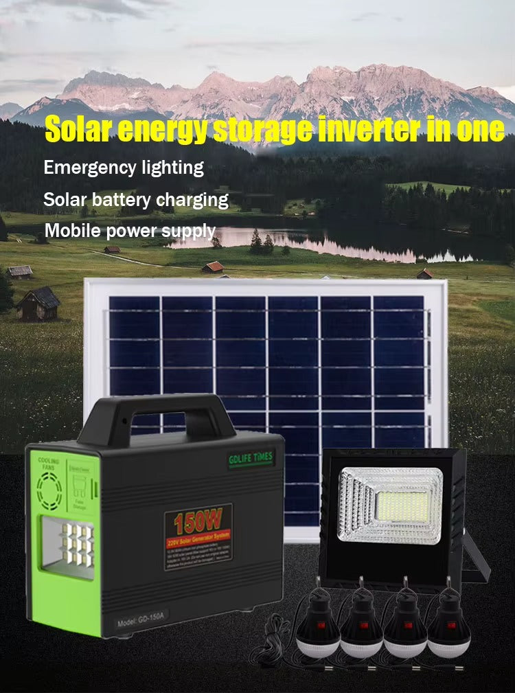 Kit Solar Portátil GD-150M con Inversor 220V