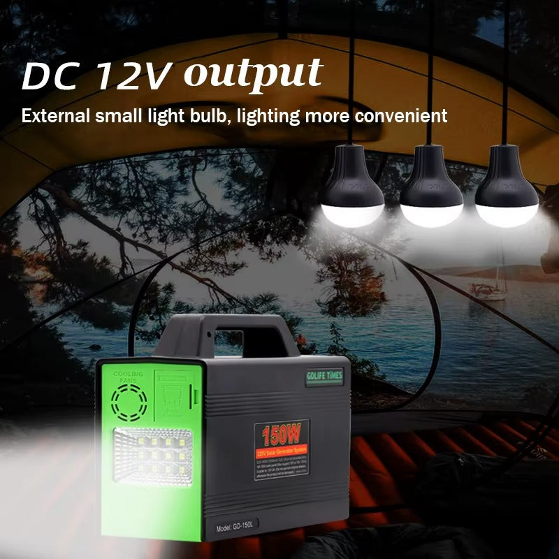 Kit Solar Portátil GD-150M con Inversor 220V