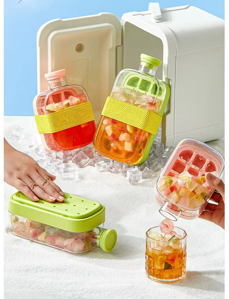 Botella 2 en 1 con Bandeja para Hielo y Pajilla