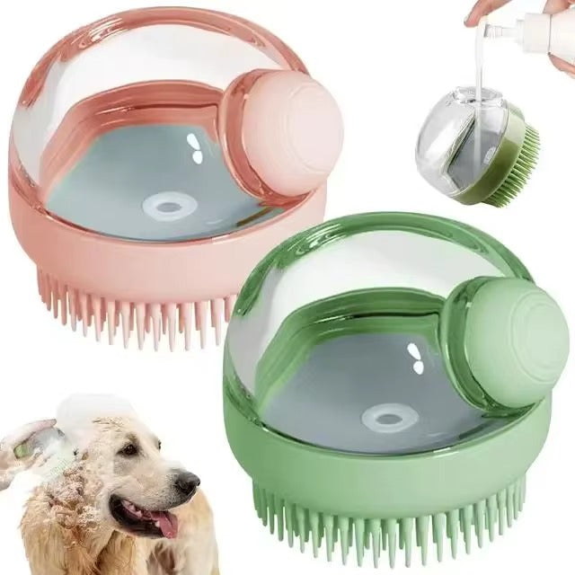 Cepillo de Baño para Mascotas con Dispensador de Champú