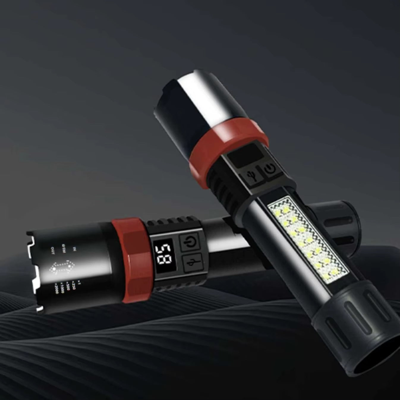 Linterna Táctica Recargable USB – Zoom Telescópico + Luz LED Potente