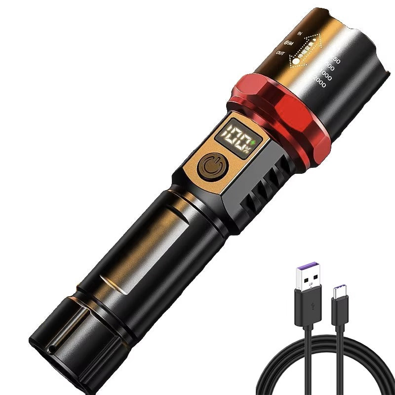 Linterna Táctica Recargable USB – Zoom Telescópico + Luz LED Potente